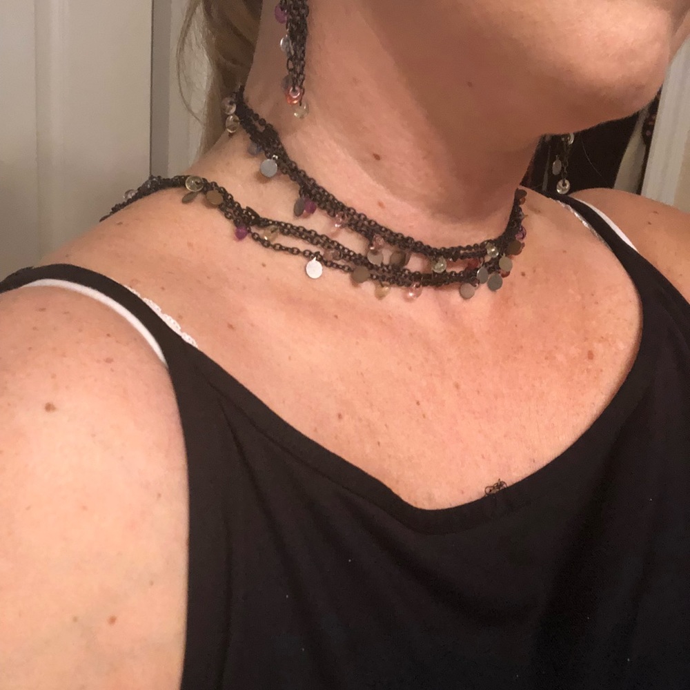 Earring necklace duo. Carnival multi colors